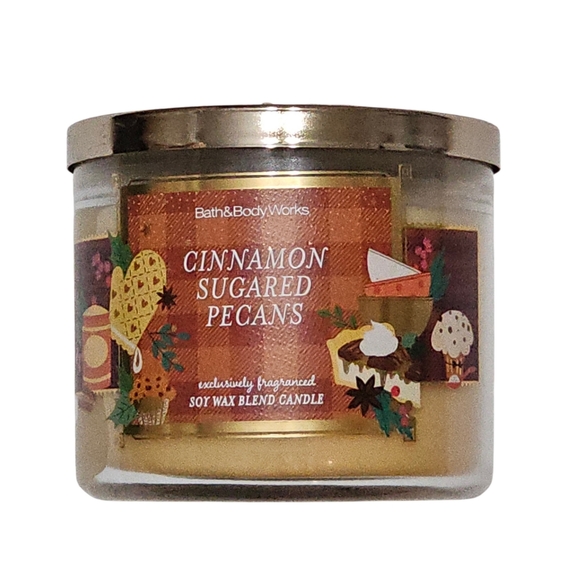 BATH & BODY WORKS Cinnamon Sugared Pecans 3-Wick Candle - Picture 1 of 3